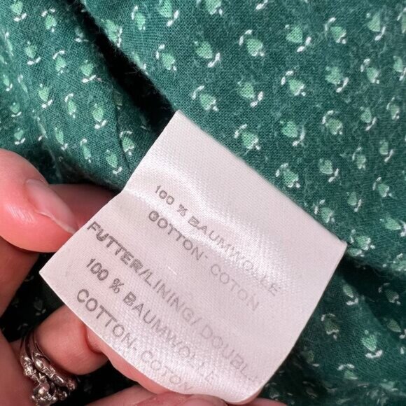 VTG Eger Germany Women's 8 Green Corduroy Button Down Shirt Top Fairy Whimsical - Picture 12 of 16